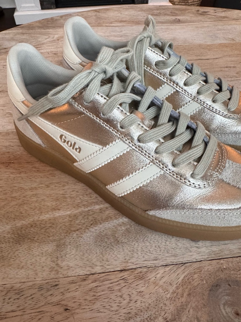 Gola Classics Viper Metallic Sneakers - Gold / Off-White - US Women's 6.5